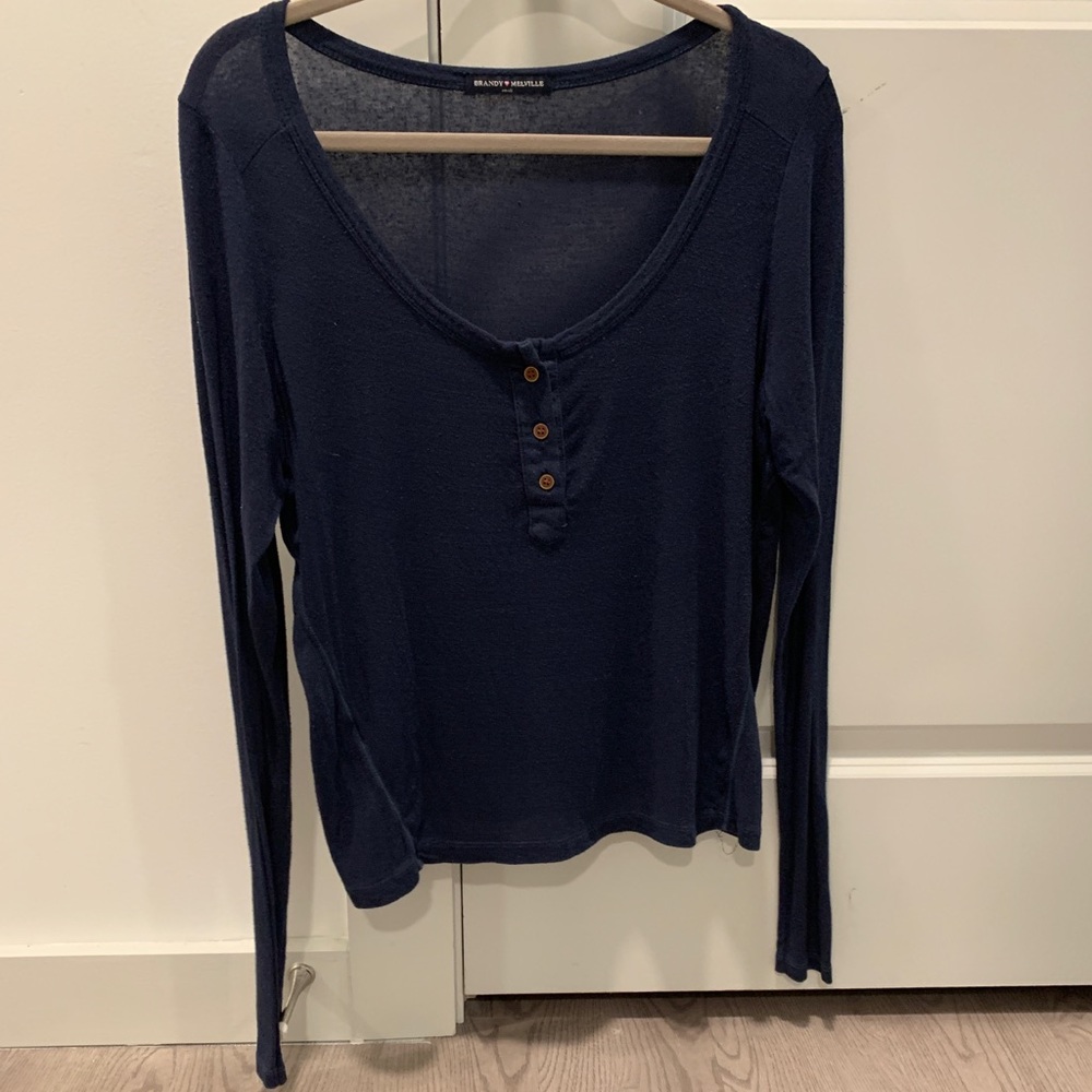 BRANDY MELVILLE - navy quarter buttondown longsleeve, size S, great condition